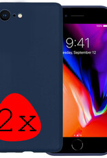 NoXx Hoes Geschikt voor iPhone 7 Hoesje Cover Siliconen Back Case Hoes - Donkerblauw - 2x