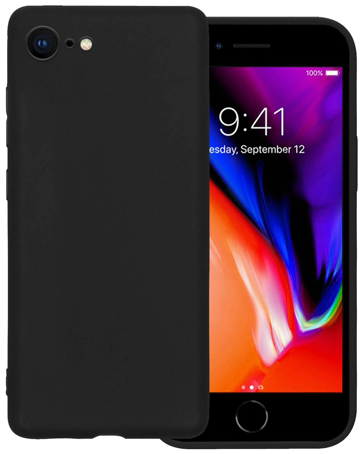 NoXx Hoes Geschikt voor iPhone 7 Hoesje Cover Siliconen Back Case Hoes - Zwart