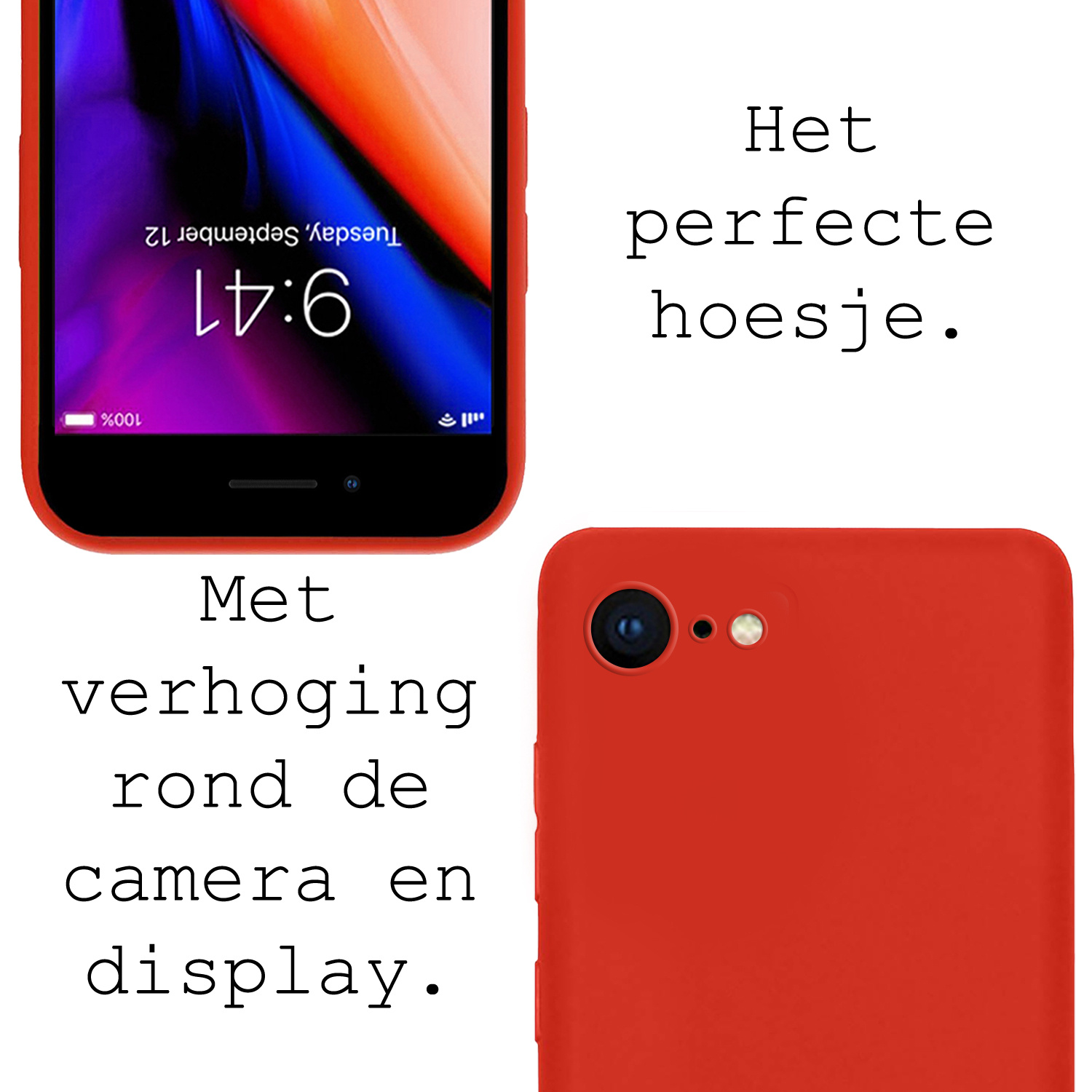 NoXx Hoes Geschikt voor iPhone 7 Hoesje Cover Siliconen Back Case Hoes - Rood