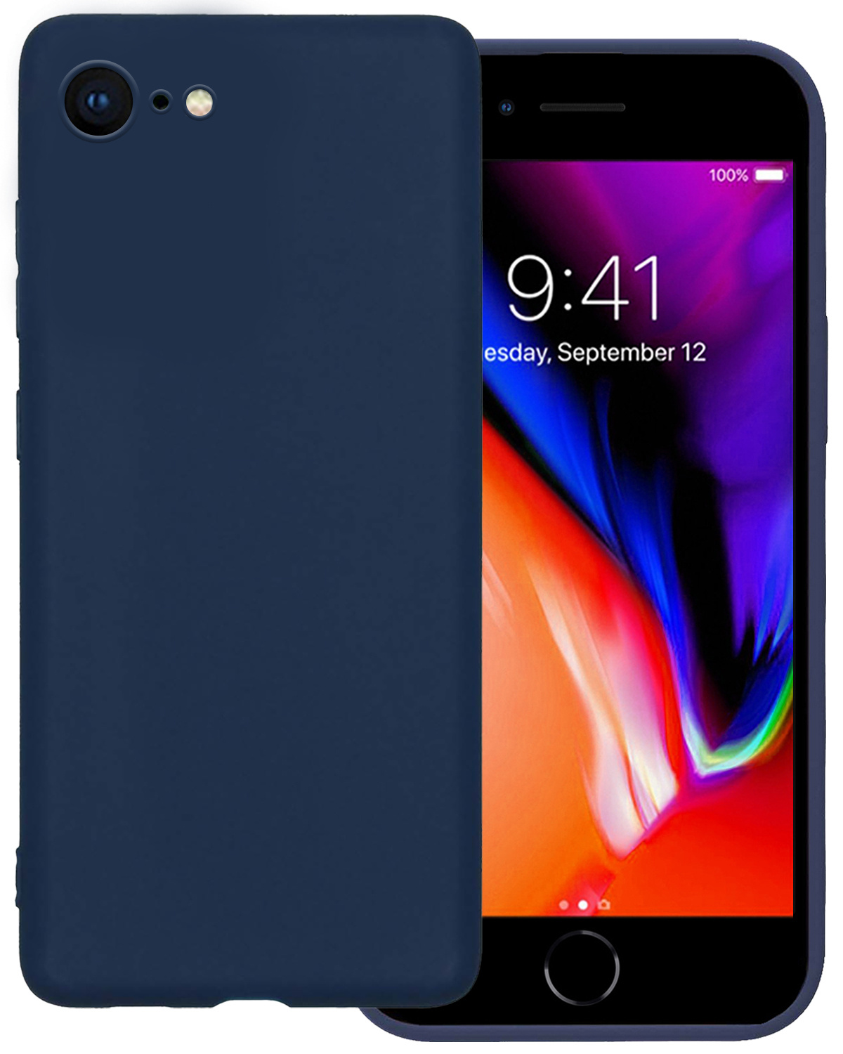 NoXx Hoes Geschikt voor iPhone 7 Hoesje Cover Siliconen Back Case Hoes - Donkerblauw