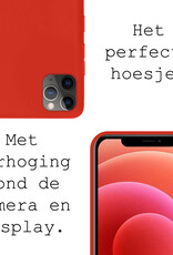 BASEY. Hoes Geschikt voor iPhone 12 Pro Max Hoesje Siliconen Back Cover Case - Hoesje Geschikt voor iPhone 12 Pro Max Hoes Cover Hoesje - Rood - 2 Stuks