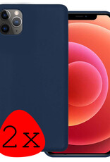 BASEY. Hoes Geschikt voor iPhone 12 Pro Max Hoesje Siliconen Back Cover Case - Hoesje Geschikt voor iPhone 12 Pro Max Hoes Cover Hoesje - Donkerblauw - 2 Stuks