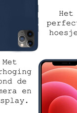 BASEY. Hoes Geschikt voor iPhone 12 Pro Max Hoesje Siliconen Back Cover Case - Hoesje Geschikt voor iPhone 12 Pro Max Hoes Cover Hoesje - Donkerblauw - 2 Stuks