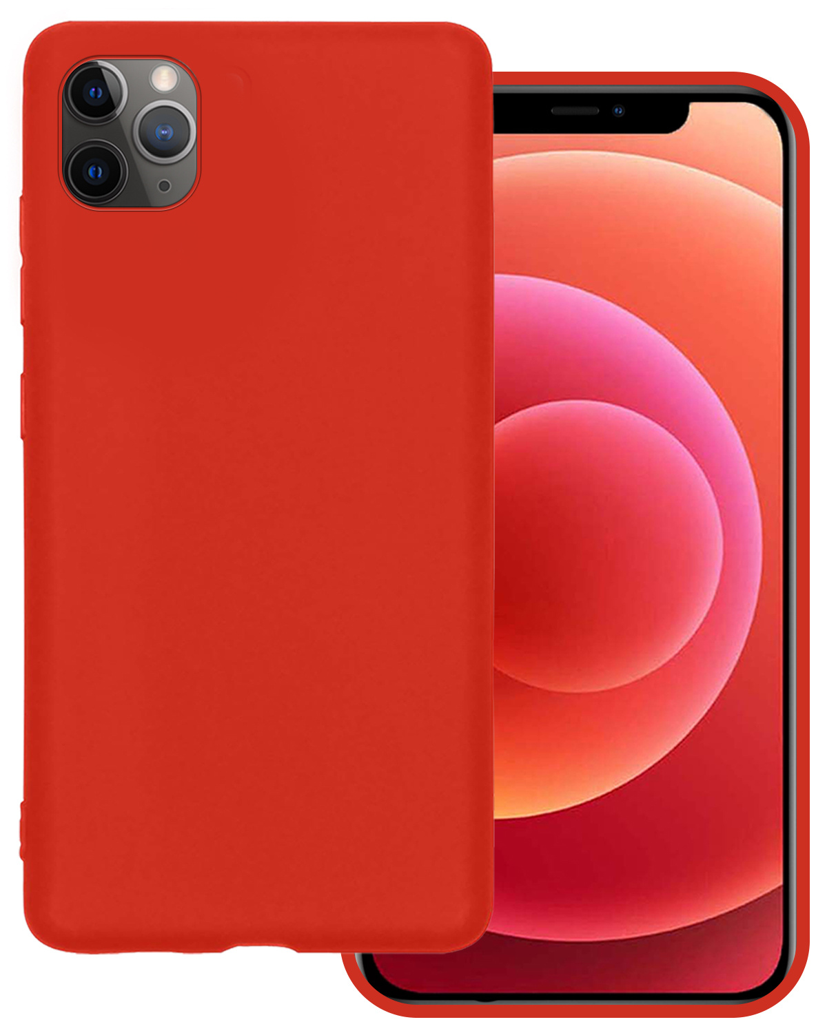 BASEY. Hoes Geschikt voor iPhone 12 Pro Max Hoesje Siliconen Back Cover Case - Hoesje Geschikt voor iPhone 12 Pro Max Hoes Cover Hoesje - Rood