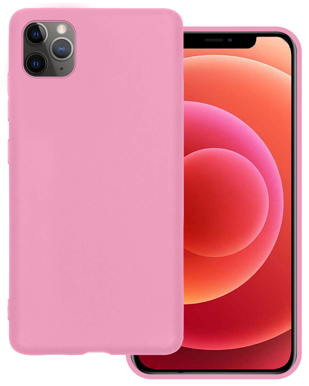 BASEY. Hoes Geschikt voor iPhone 12 Pro Max Hoesje Siliconen Back Cover Case - Hoesje Geschikt voor iPhone 12 Pro Max Hoes Cover Hoesje - Lichtroze