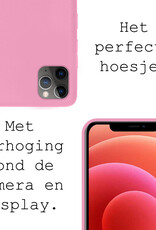BASEY. Hoes Geschikt voor iPhone 12 Pro Max Hoesje Siliconen Back Cover Case - Hoesje Geschikt voor iPhone 12 Pro Max Hoes Cover Hoesje - Lichtroze
