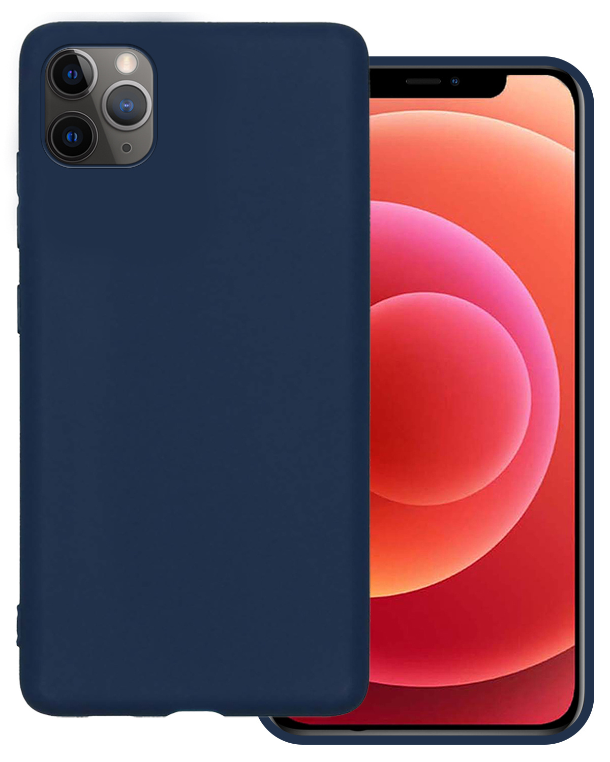 BASEY. Hoes Geschikt voor iPhone 12 Pro Max Hoesje Siliconen Back Cover Case - Hoesje Geschikt voor iPhone 12 Pro Max Hoes Cover Hoesje - Donkerblauw