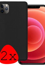 BASEY. Hoes Geschikt voor iPhone 12 Pro Hoesje Siliconen Back Cover Case - Hoesje Geschikt voor iPhone 12 Pro Hoes Cover Hoesje - Zwart - 2 Stuks
