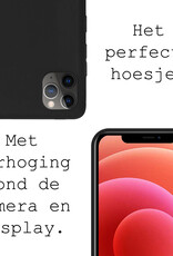 BASEY. Hoes Geschikt voor iPhone 12 Pro Hoesje Siliconen Back Cover Case - Hoesje Geschikt voor iPhone 12 Pro Hoes Cover Hoesje - Zwart - 2 Stuks