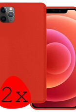 BASEY. Hoes Geschikt voor iPhone 12 Pro Hoesje Siliconen Back Cover Case - Hoesje Geschikt voor iPhone 12 Pro Hoes Cover Hoesje - Rood - 2 Stuks