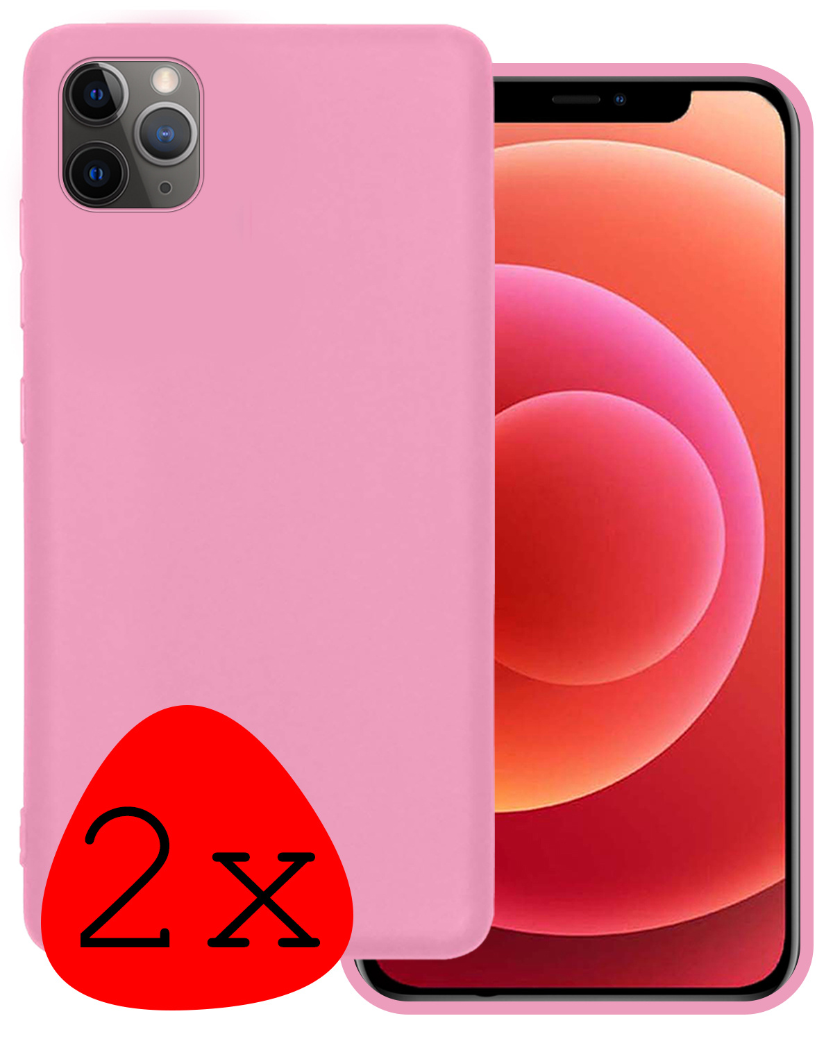 BASEY. Hoes Geschikt voor iPhone 12 Pro Hoesje Siliconen Back Cover Case - Hoesje Geschikt voor iPhone 12 Pro Hoes Cover Hoesje - Lichtroze - 2 Stuks
