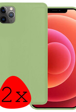 BASEY. Hoes Geschikt voor iPhone 12 Pro Hoesje Siliconen Back Cover Case - Hoesje Geschikt voor iPhone 12 Pro Hoes Cover Hoesje - Groen - 2 Stuks