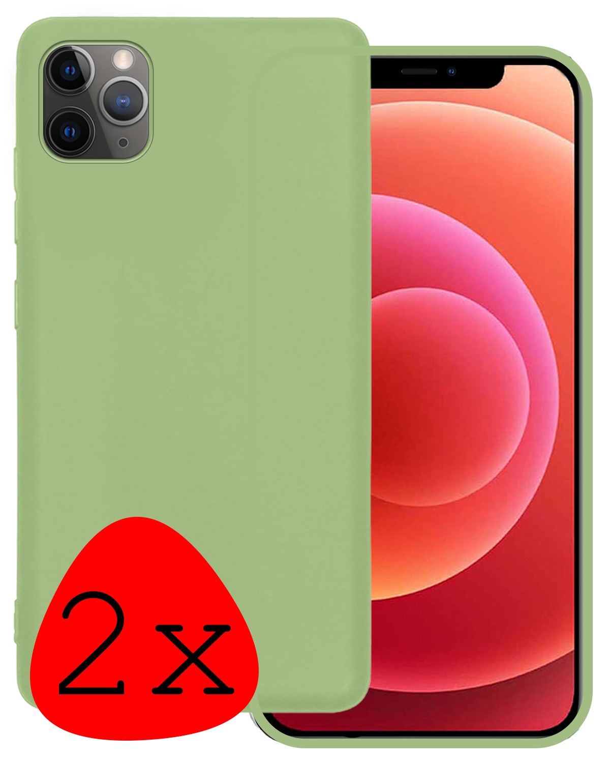 BASEY. Hoes Geschikt voor iPhone 12 Pro Hoesje Siliconen Back Cover Case - Hoesje Geschikt voor iPhone 12 Pro Hoes Cover Hoesje - Groen - 2 Stuks