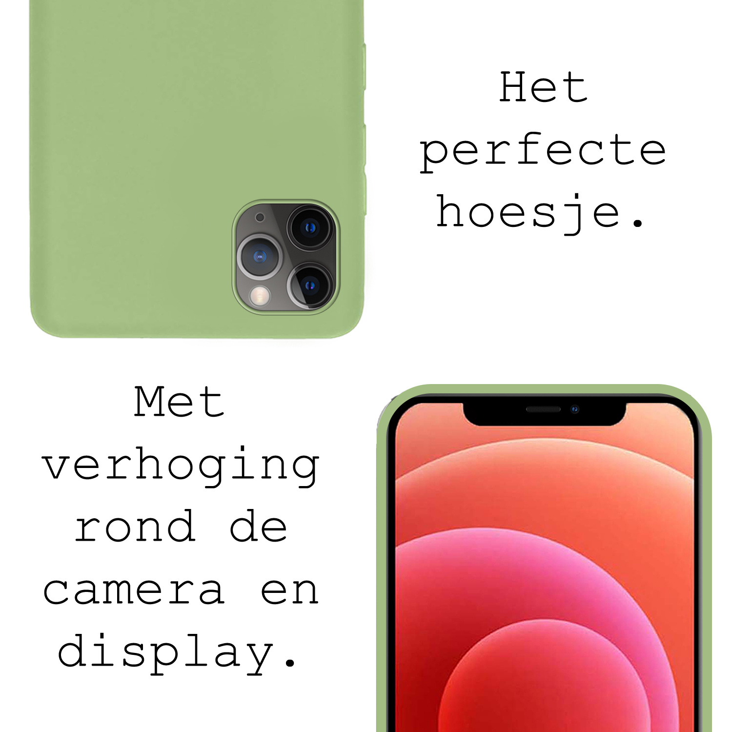 BASEY. Hoes Geschikt voor iPhone 12 Pro Hoesje Siliconen Back Cover Case - Hoesje Geschikt voor iPhone 12 Pro Hoes Cover Hoesje - Groen - 2 Stuks