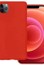 BASEY. Hoes Geschikt voor iPhone 12 Pro Hoesje Siliconen Back Cover Case - Hoesje Geschikt voor iPhone 12 Pro Hoes Cover Hoesje - Rood