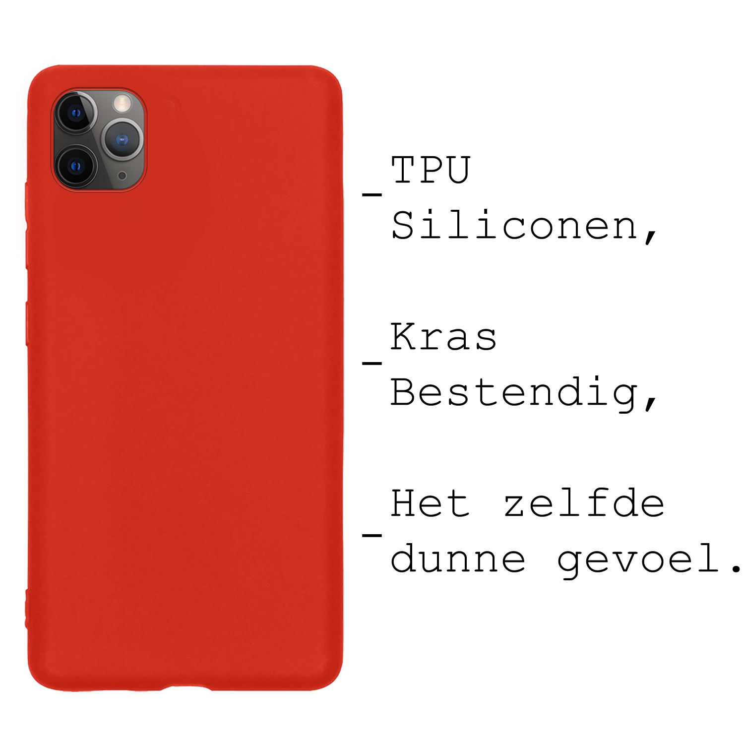 BASEY. Hoes Geschikt voor iPhone 12 Pro Hoesje Siliconen Back Cover Case - Hoesje Geschikt voor iPhone 12 Pro Hoes Cover Hoesje - Rood