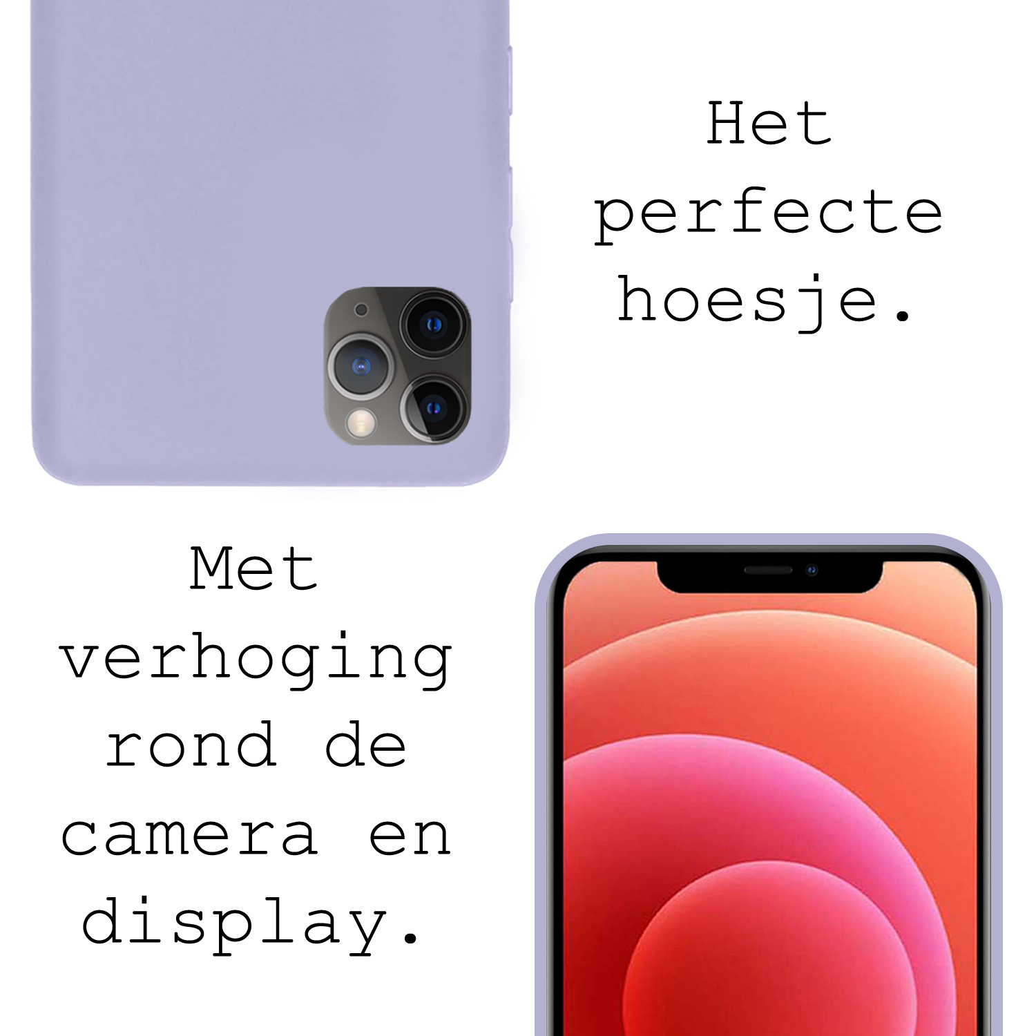 BASEY. Hoes Geschikt voor iPhone 12 Pro Hoesje Siliconen Back Cover Case - Hoesje Geschikt voor iPhone 12 Pro Hoes Cover Hoesje - Lila