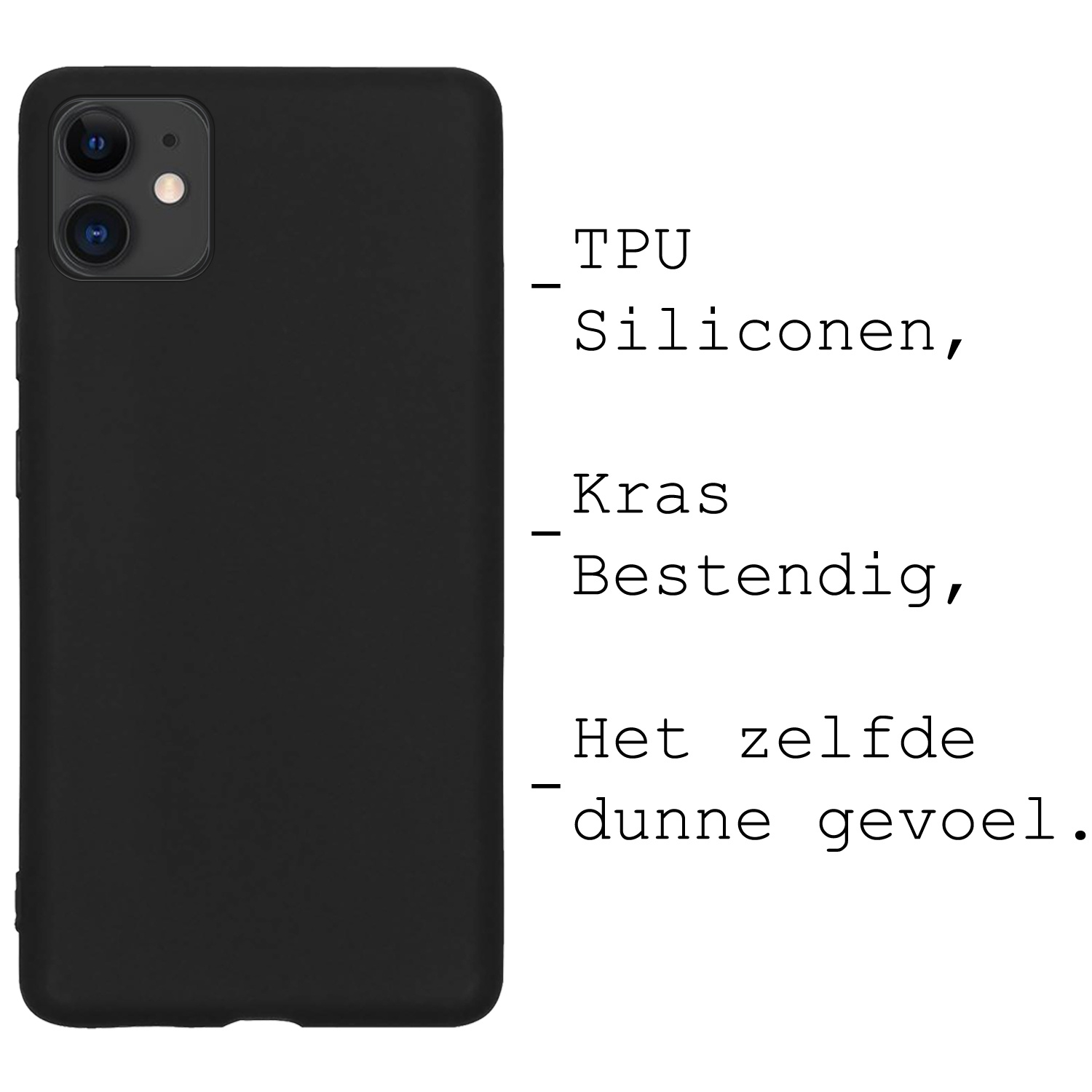 BASEY. Hoes Geschikt voor iPhone 12 Hoesje Siliconen Back Cover Case - Hoesje Geschikt voor iPhone 12 Hoes Cover Hoesje - Zwart - 2 Stuks