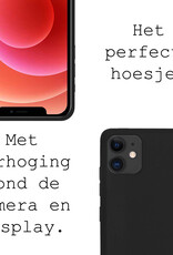 BASEY. Hoes Geschikt voor iPhone 12 Hoesje Siliconen Back Cover Case - Hoesje Geschikt voor iPhone 12 Hoes Cover Hoesje - Zwart - 2 Stuks