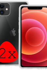 BASEY. Hoes Geschikt voor iPhone 12 Hoesje Siliconen Back Cover Case - Hoesje Geschikt voor iPhone 12 Hoes Cover Hoesje - Transparant - 2 Stuks