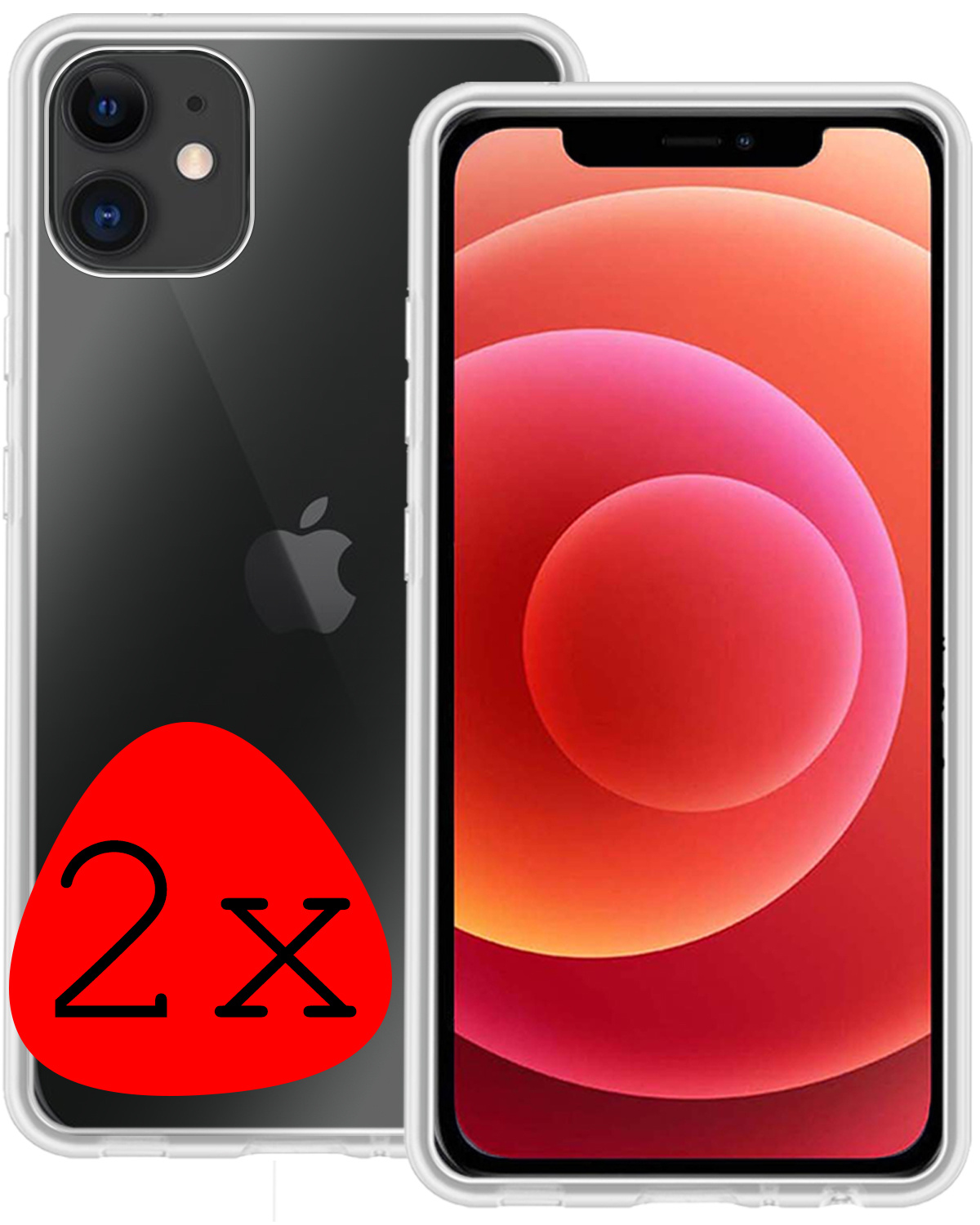 BASEY. Hoes Geschikt voor iPhone 12 Hoesje Siliconen Back Cover Case - Hoesje Geschikt voor iPhone 12 Hoes Cover Hoesje - Transparant - 2 Stuks