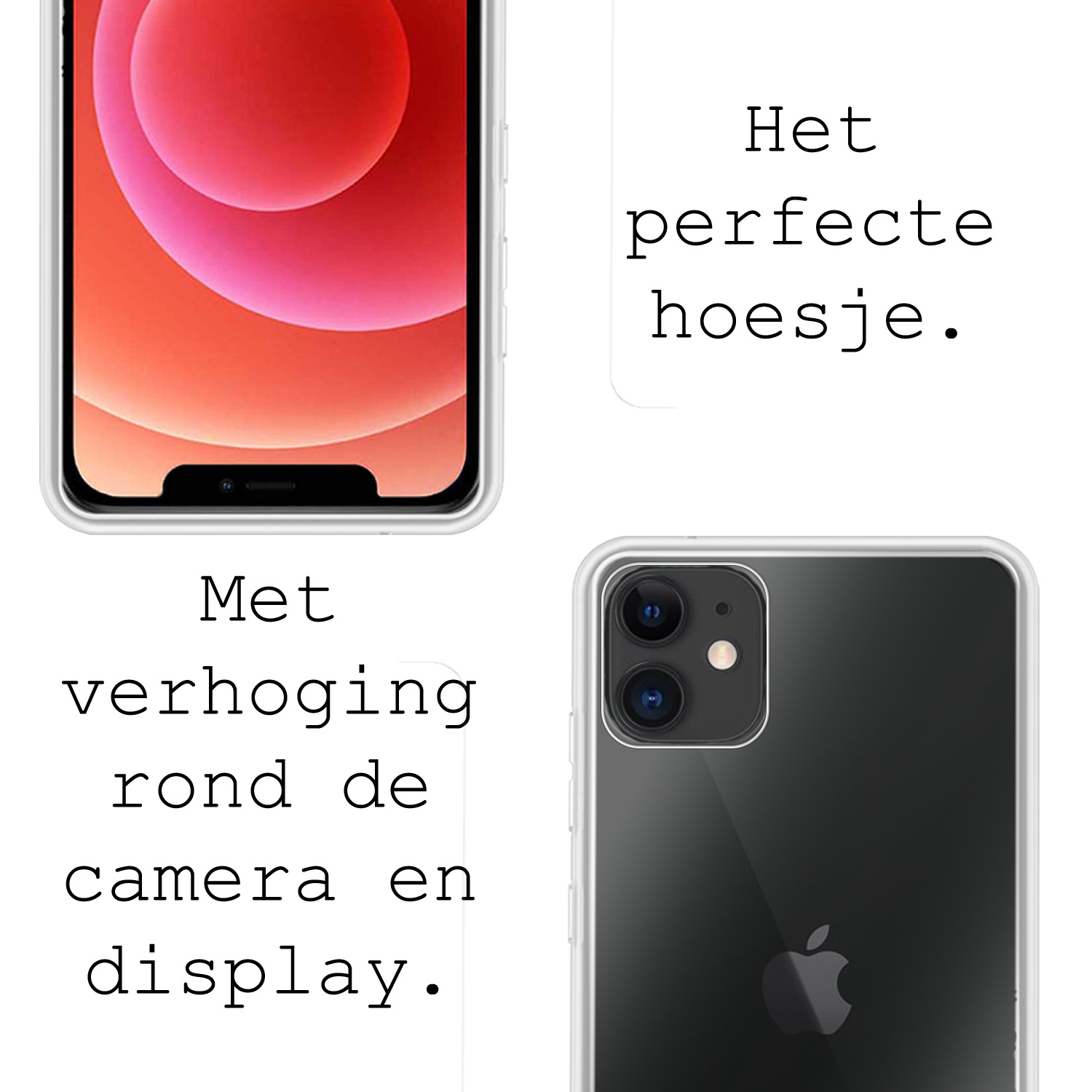 BASEY. Hoes Geschikt voor iPhone 12 Hoesje Siliconen Back Cover Case - Hoesje Geschikt voor iPhone 12 Hoes Cover Hoesje - Transparant - 2 Stuks