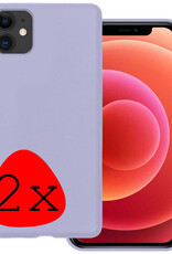 BASEY. Hoes Geschikt voor iPhone 12 Hoesje Siliconen Back Cover Case - Hoesje Geschikt voor iPhone 12 Hoes Cover Hoesje - Lila - 2 Stuks