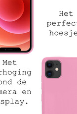 BASEY. Hoes Geschikt voor iPhone 12 Hoesje Siliconen Back Cover Case - Hoesje Geschikt voor iPhone 12 Hoes Cover Hoesje - Lichtroze - 2 Stuks