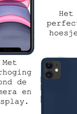 BASEY. Hoes Geschikt voor iPhone 12 Hoesje Siliconen Back Cover Case - Hoesje Geschikt voor iPhone 12 Hoes Cover Hoesje - Donkerblauw - 2 Stuks
