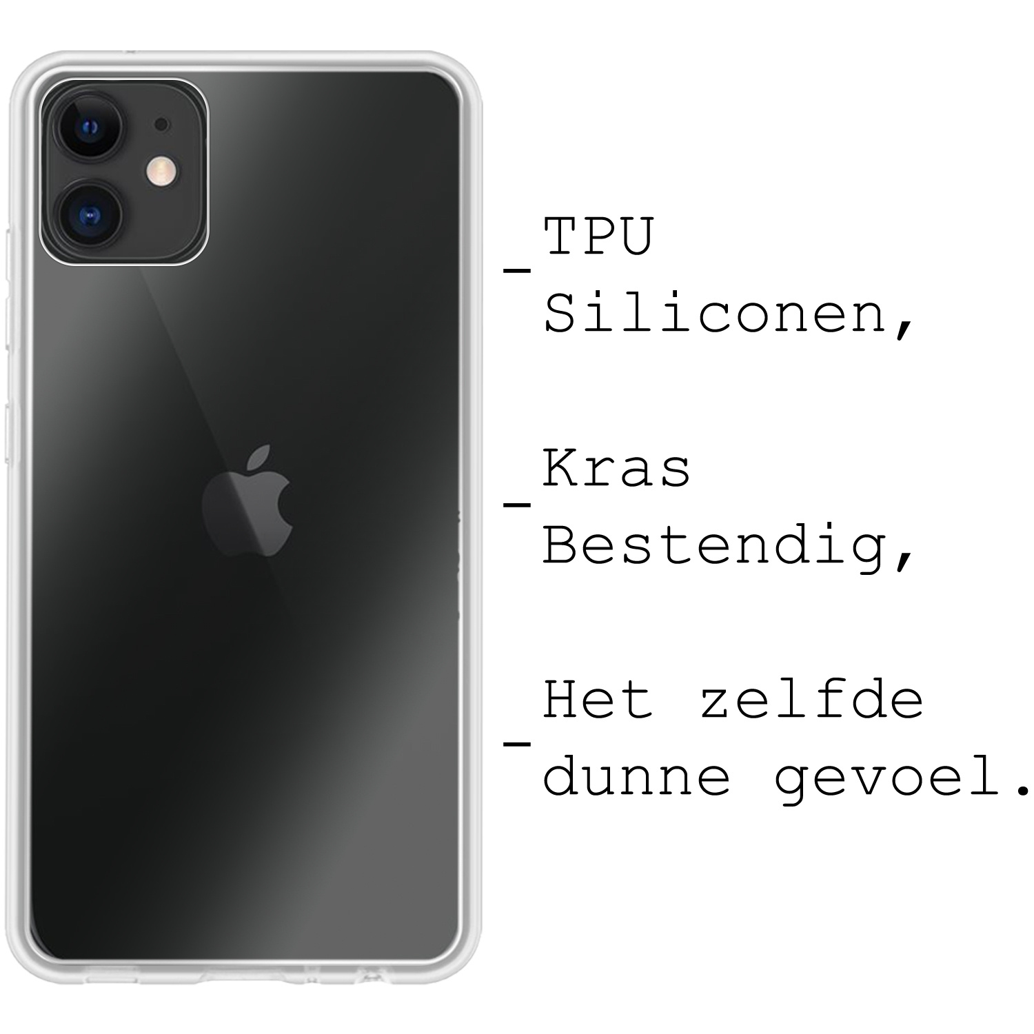 BASEY. Hoes Geschikt voor iPhone 12 Hoesje Siliconen Back Cover Case - Hoesje Geschikt voor iPhone 12 Hoes Cover Hoesje - Transparant