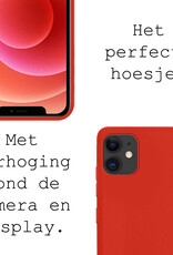 BASEY. Hoes Geschikt voor iPhone 12 Hoesje Siliconen Back Cover Case - Hoesje Geschikt voor iPhone 12 Hoes Cover Hoesje - Rood