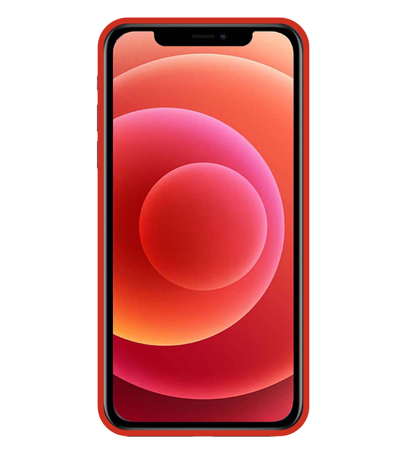 BASEY. Hoes Geschikt voor iPhone 12 Hoesje Siliconen Back Cover Case - Hoesje Geschikt voor iPhone 12 Hoes Cover Hoesje - Rood