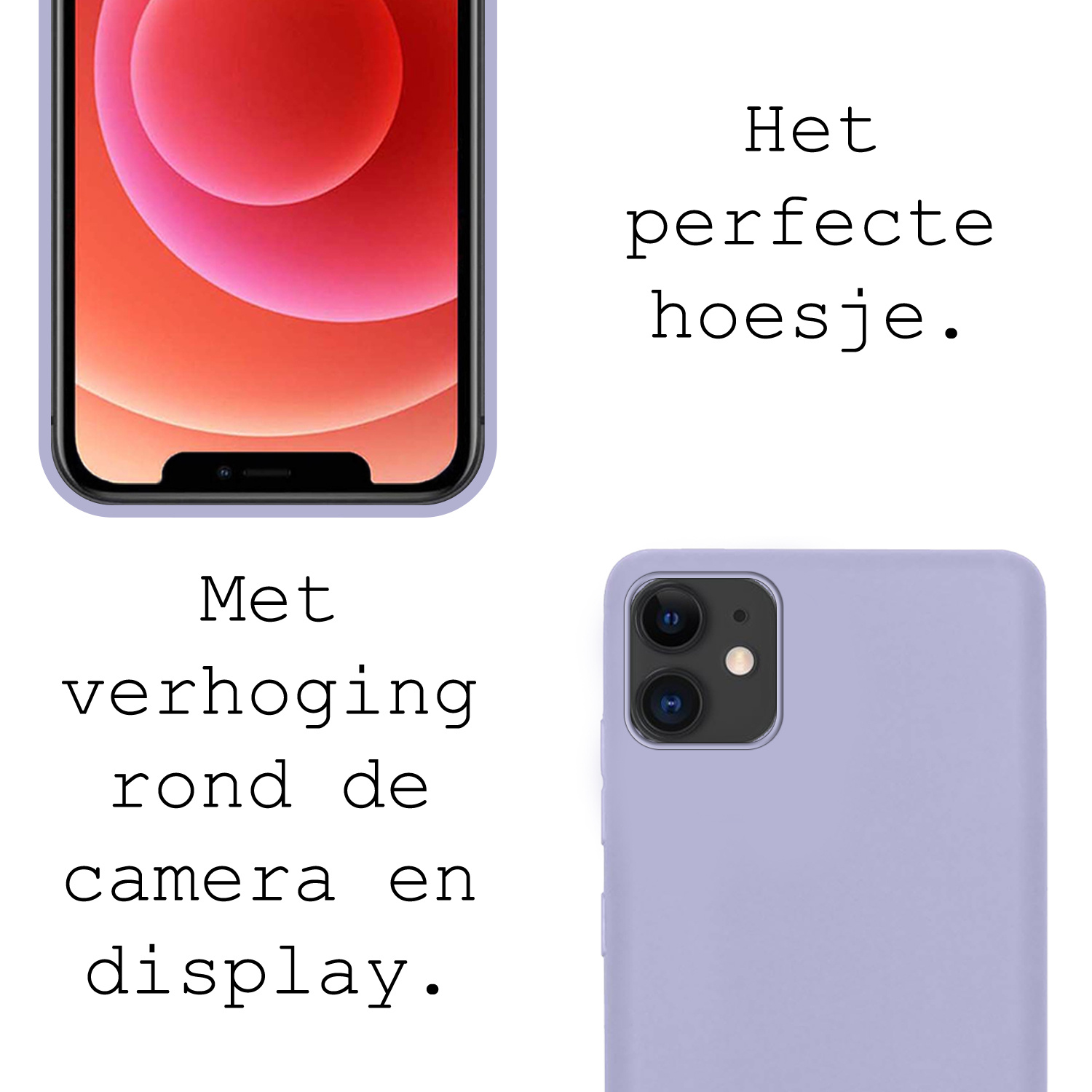 BASEY. Hoes Geschikt voor iPhone 12 Hoesje Siliconen Back Cover Case - Hoesje Geschikt voor iPhone 12 Hoes Cover Hoesje - Lila