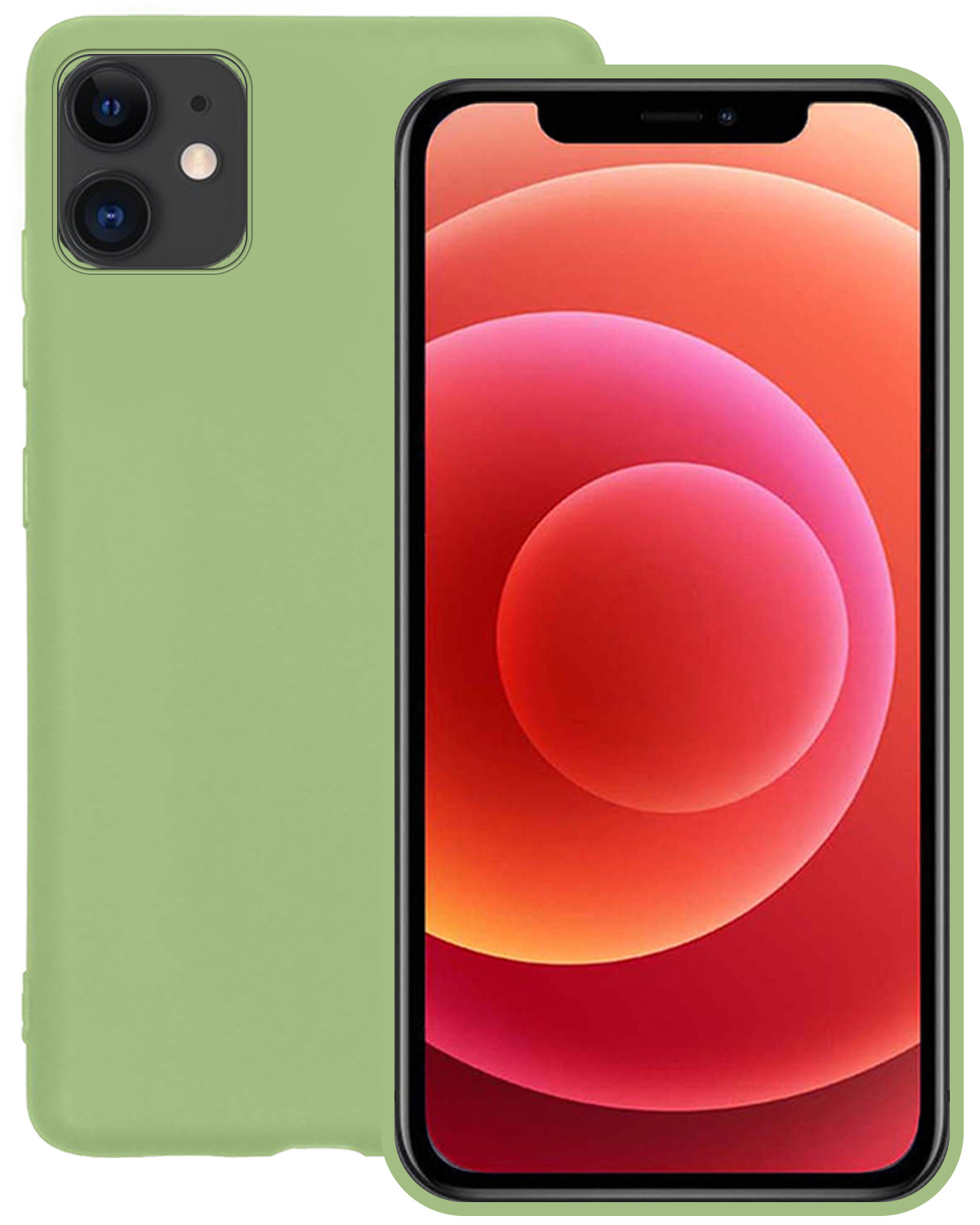 BASEY. Hoes Geschikt voor iPhone 12 Hoesje Siliconen Back Cover Case - Hoesje Geschikt voor iPhone 12 Hoes Cover Hoesje - Groen