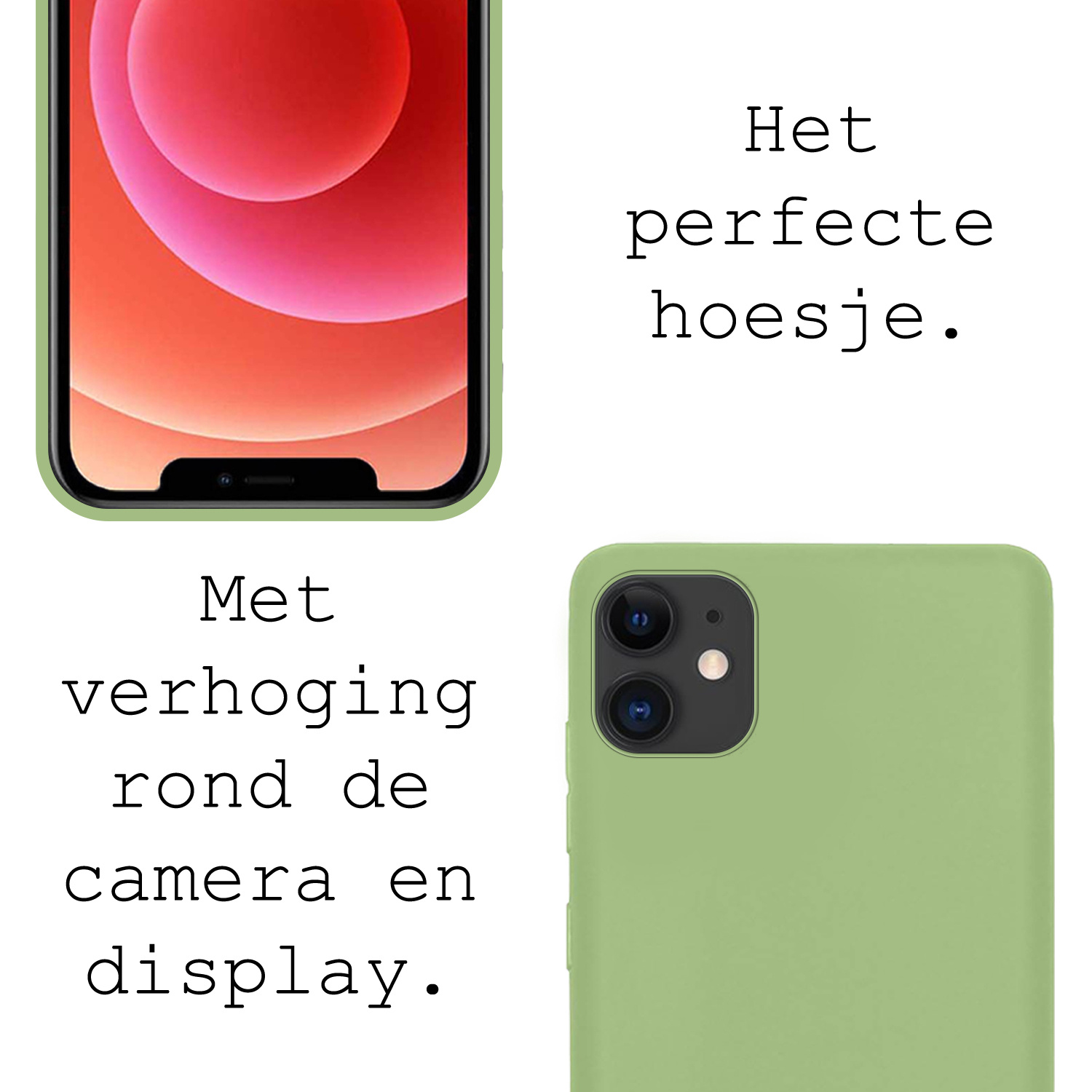BASEY. Hoes Geschikt voor iPhone 12 Hoesje Siliconen Back Cover Case - Hoesje Geschikt voor iPhone 12 Hoes Cover Hoesje - Groen