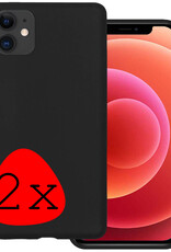 BASEY. Hoes Geschikt voor iPhone 12 Mini Hoesje Siliconen Back Cover Case - Hoesje Geschikt voor iPhone 12 Mini Hoes Cover Hoesje - Zwart - 2 Stuks