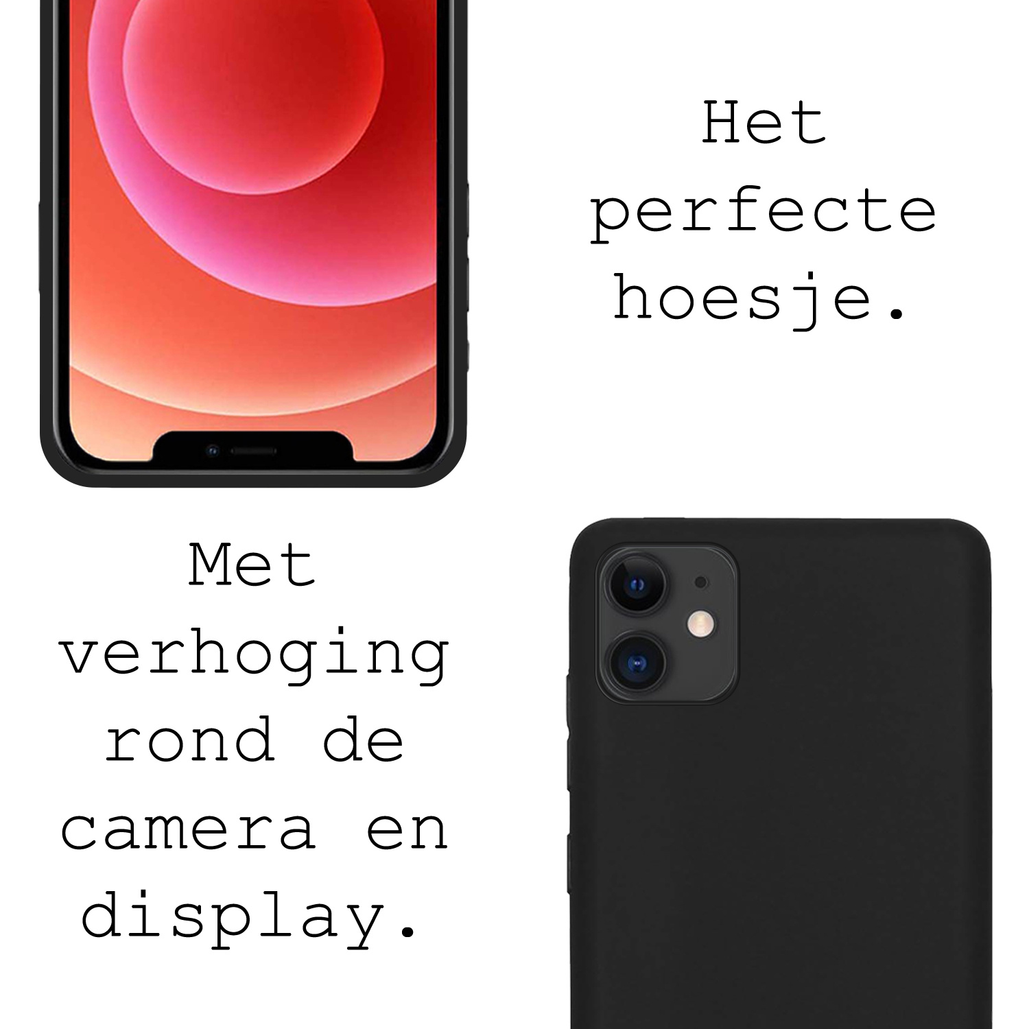 BASEY. Hoes Geschikt voor iPhone 12 Mini Hoesje Siliconen Back Cover Case - Hoesje Geschikt voor iPhone 12 Mini Hoes Cover Hoesje - Zwart - 2 Stuks