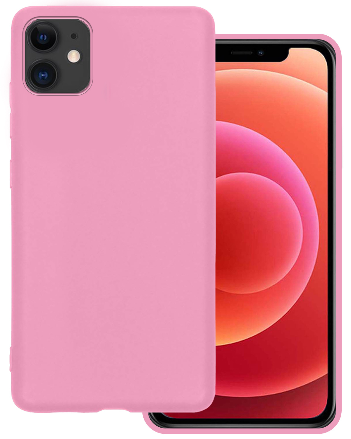 BASEY. Hoes Geschikt voor iPhone 12 Mini Hoesje Siliconen Back Cover Case - Hoesje Geschikt voor iPhone 12 Mini Hoes Cover Hoesje - Lichtroze