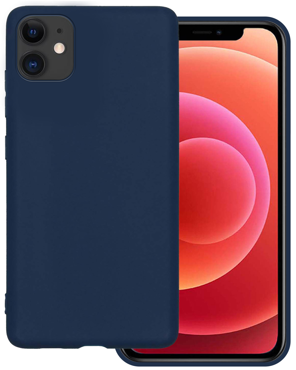 BASEY. Hoes Geschikt voor iPhone 12 Mini Hoesje Siliconen Back Cover Case - Hoesje Geschikt voor iPhone 12 Mini Hoes Cover Hoesje - Donkerblauw