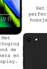 BASEY. Hoes Geschikt voor iPhone SE 2020 Hoesje Siliconen Back Cover Case - Hoesje Geschikt voor iPhone SE (2020) Hoes Cover Hoesje - Zwart - 2 Stuks
