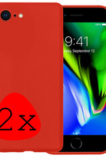 BASEY. Hoes Geschikt voor iPhone SE 2020 Hoesje Siliconen Back Cover Case - Hoesje Geschikt voor iPhone SE (2020) Hoes Cover Hoesje - Rood - 2 Stuks