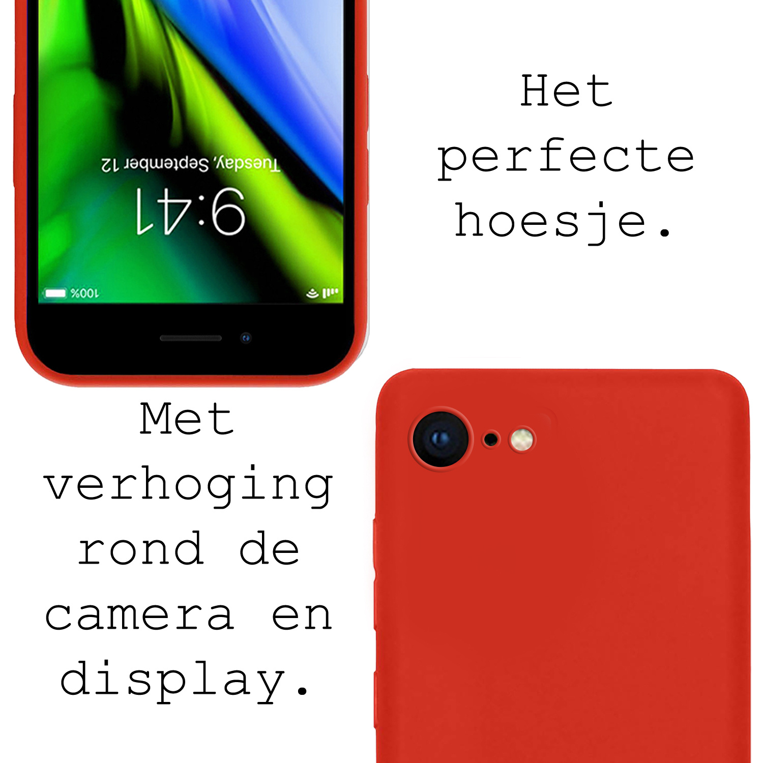 BASEY. Hoes Geschikt voor iPhone SE 2020 Hoesje Siliconen Back Cover Case - Hoesje Geschikt voor iPhone SE (2020) Hoes Cover Hoesje - Rood - 2 Stuks