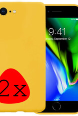 BASEY. Hoes Geschikt voor iPhone SE 2020 Hoesje Siliconen Back Cover Case - Hoesje Geschikt voor iPhone SE (2020) Hoes Cover Hoesje - Geel - 2 Stuks