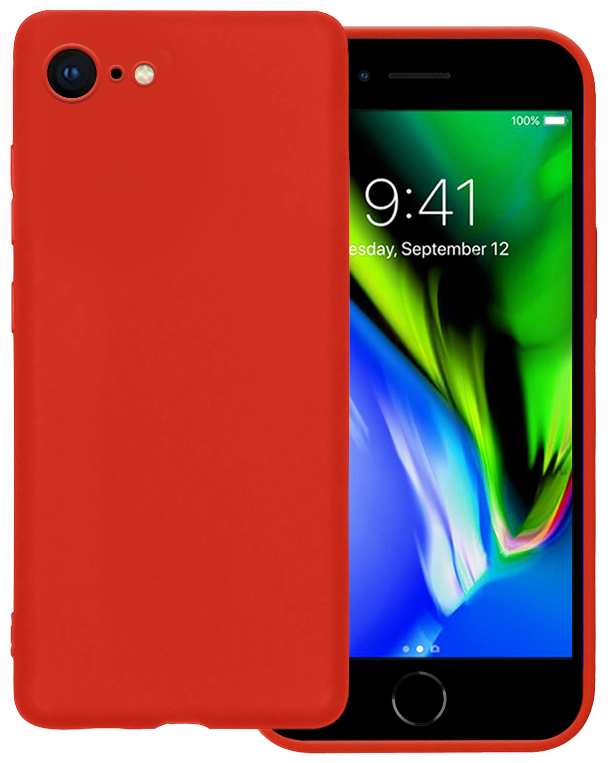 BASEY. Hoes Geschikt voor iPhone SE 2020 Hoesje Siliconen Back Cover Case - Hoesje Geschikt voor iPhone SE (2020) Hoes Cover Hoesje - Rood