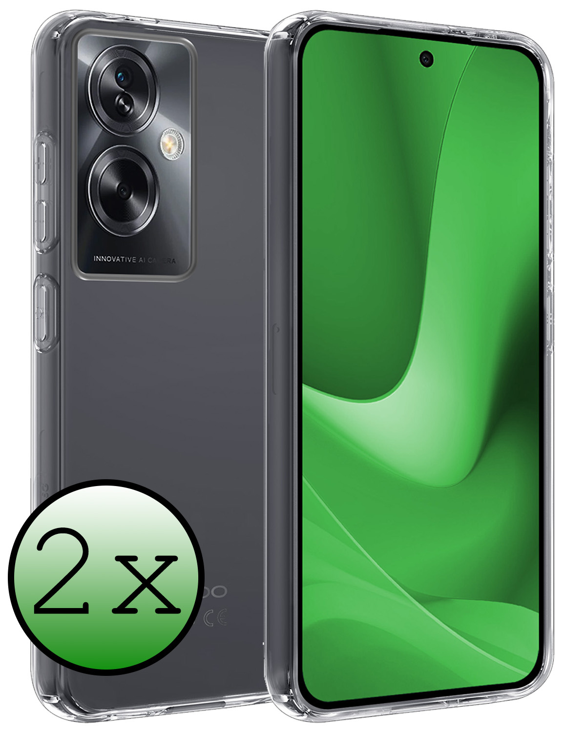 BASEY. Hoes Geschikt voor OPPO A79 Hoesje Siliconen Back Cover Case - Hoesje Geschikt voor OPPO A79 Hoes Cover Hoesje - Transparant - 2 Stuks