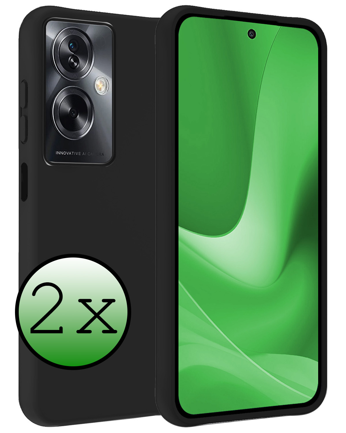 BASEY. Hoes Geschikt voor OPPO A79 Hoesje Siliconen Back Cover Case - Hoesje Geschikt voor OPPO A79 Hoes Cover Hoesje - Zwart - 2 Stuks