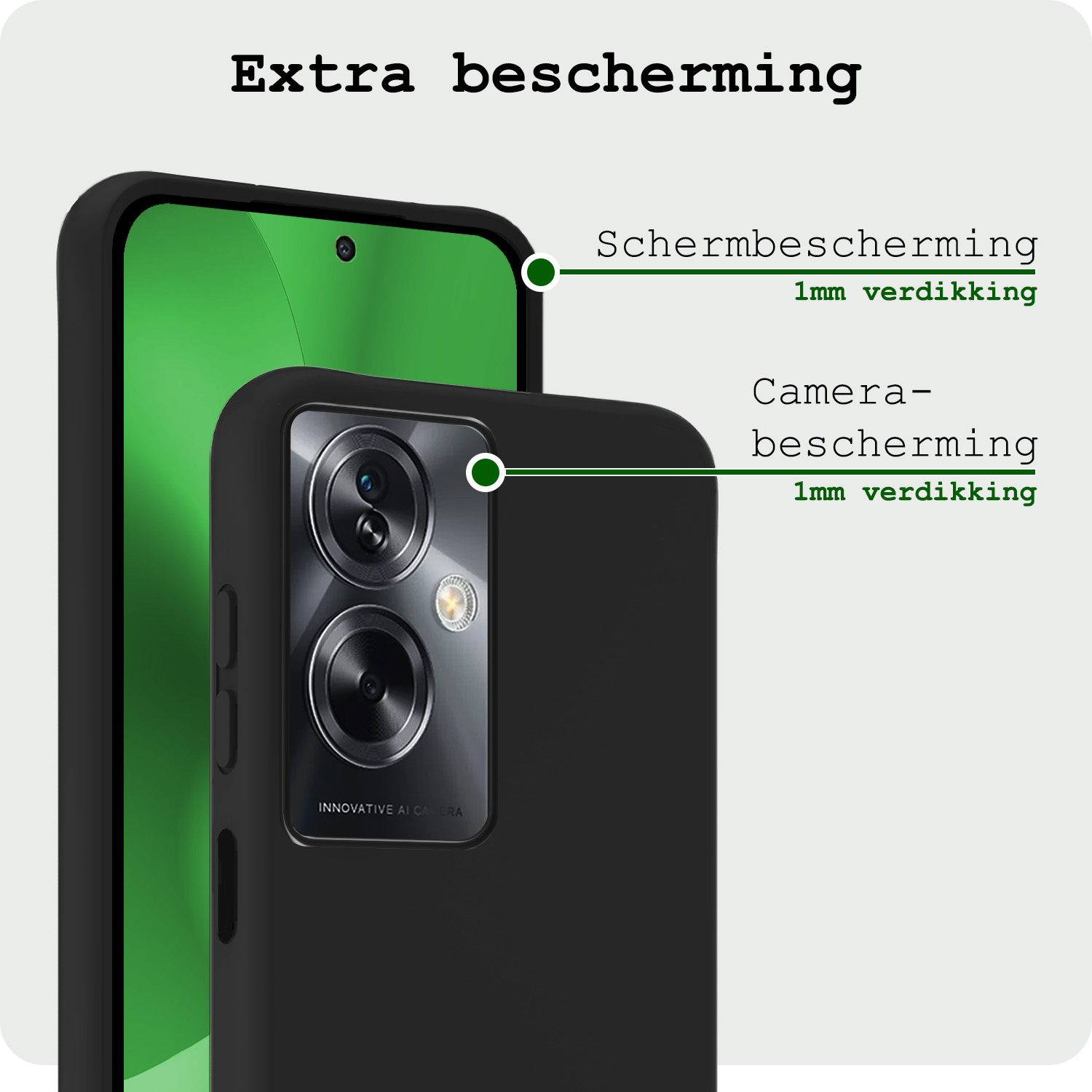 BASEY. Hoes Geschikt voor OPPO A79 Hoesje Siliconen Back Cover Case - Hoesje Geschikt voor OPPO A79 Hoes Cover Hoesje - Zwart - 2 Stuks