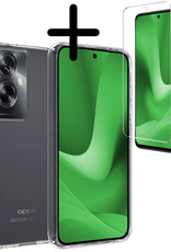 BASEY. Hoes Geschikt voor OPPO A79 Hoesje Siliconen Back Cover Case Met Screenprotector - Hoesje Geschikt voor OPPO A79 Hoes Cover Hoesje - Transparant