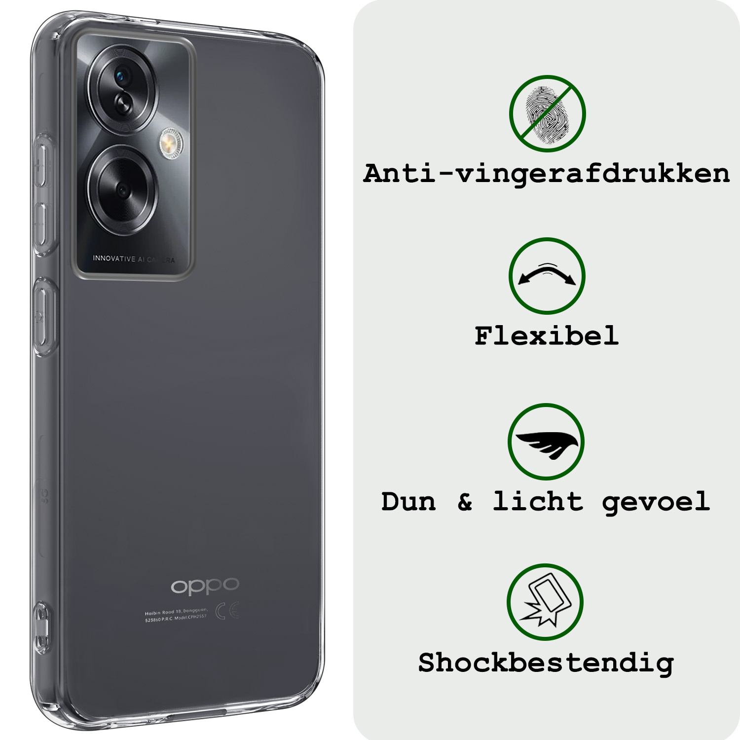 BASEY. Hoes Geschikt voor OPPO A79 Hoesje Siliconen Back Cover Case Met Screenprotector - Hoesje Geschikt voor OPPO A79 Hoes Cover Hoesje - Transparant