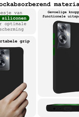 BASEY. Hoes Geschikt voor OPPO A79 Hoesje Siliconen Back Cover Case Met Screenprotector - Hoesje Geschikt voor OPPO A79 Hoes Cover Hoesje - Zwart